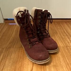 Royal Canadian Lethbridge Brown Leather Shearling Lined Lace-Up Boots Size 8